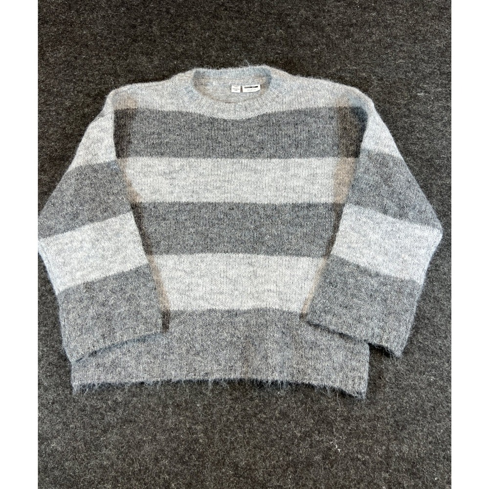 Noisy May Nmsutton Sweater Womens Small Gray Striped Wool Oversized Knit Jumper